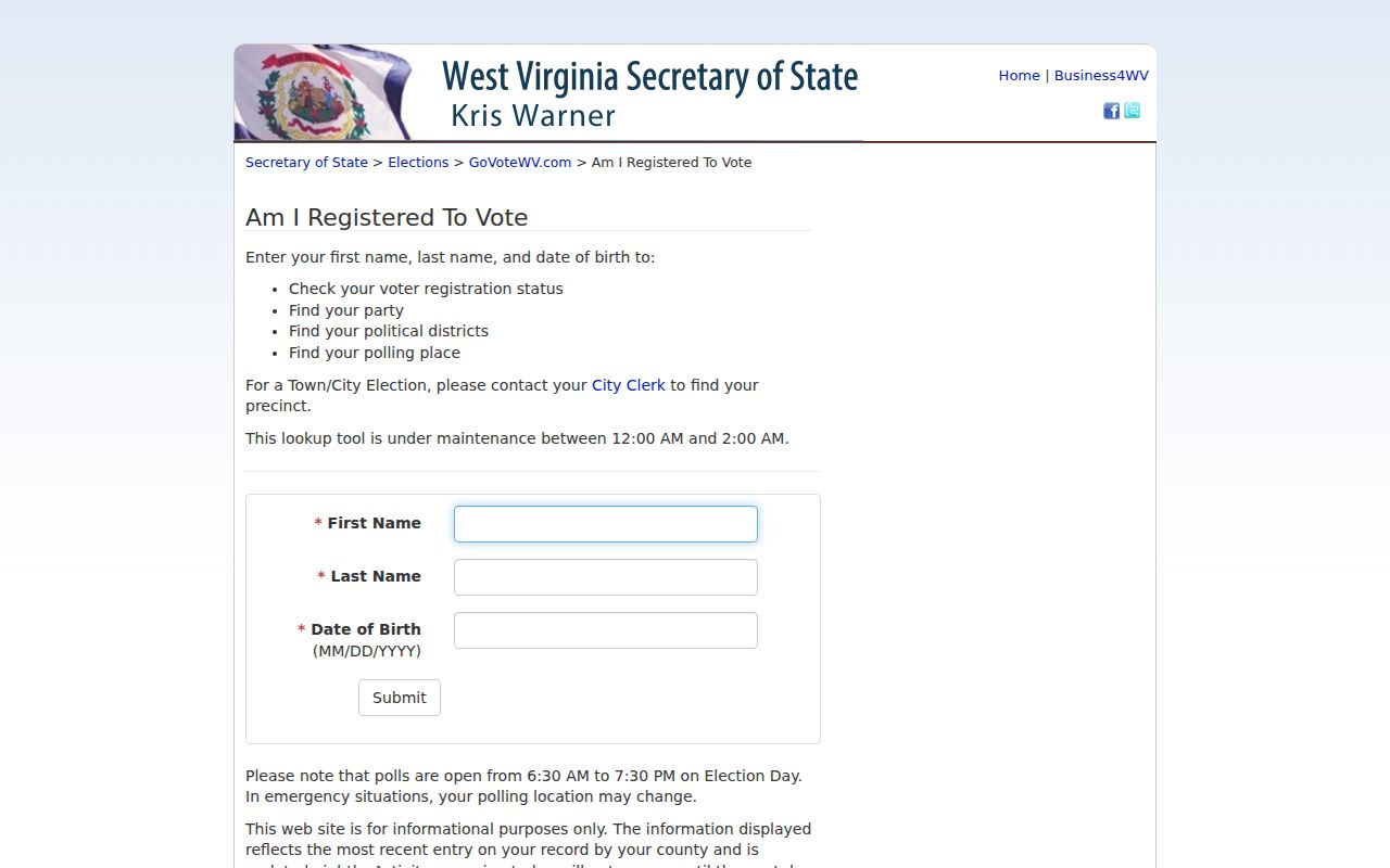 West Virginia voter registration lookup used for Buckhannon residents