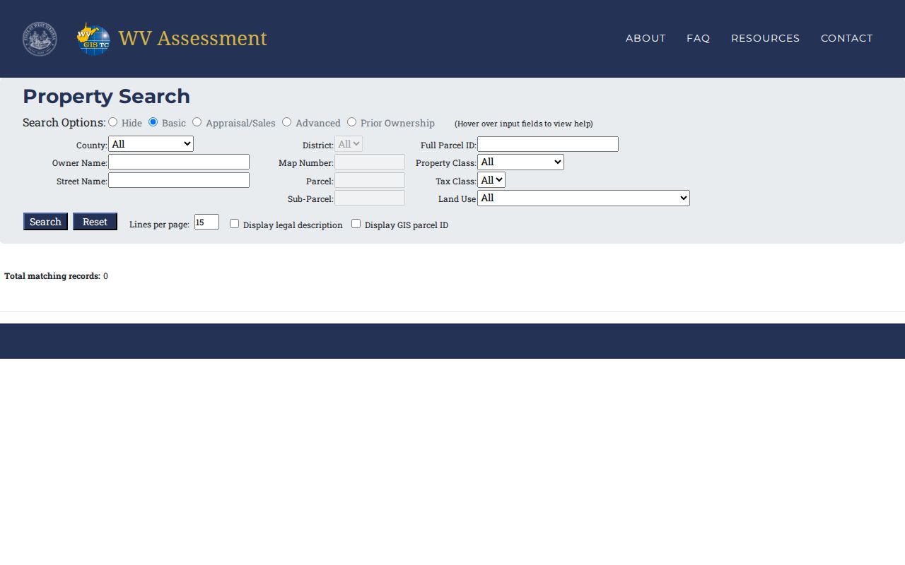 West Virginia Property Assessment Search controls used for Buckhannon street records